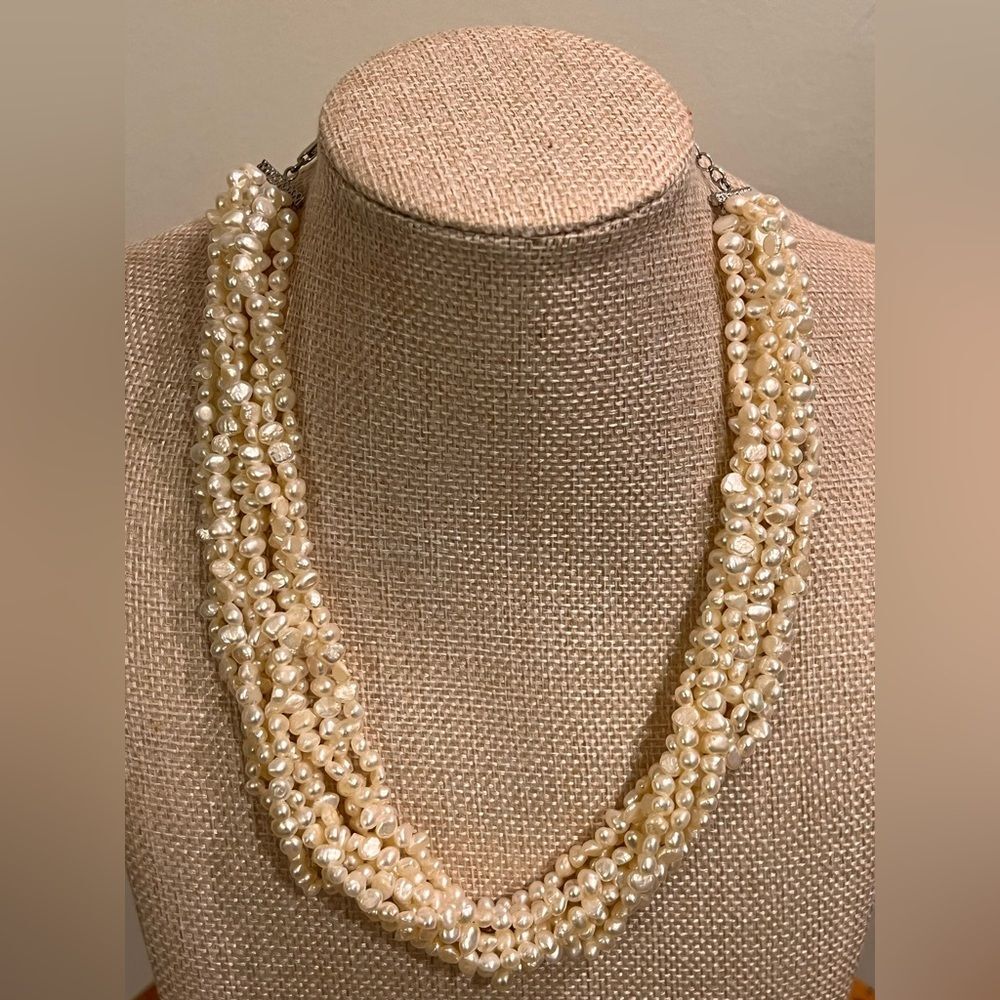 Freshwater Pearl Necklace 8 strand statement estate sale